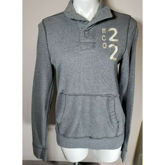 Gray Hollister Long Sleeve Top Sweatshirt M EUC - Picture 1 of 5